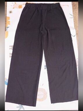 Wide leg pants women pull on stretchy dress pants high waisted .